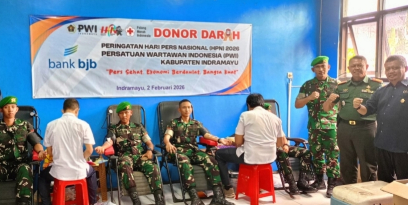 Galang Untuk Darah Kemanusiaan, PWI Indramayu Gandeng Brigif 34/TP/Cakra Buana - Kodim 0616 dan Polres Indramayu